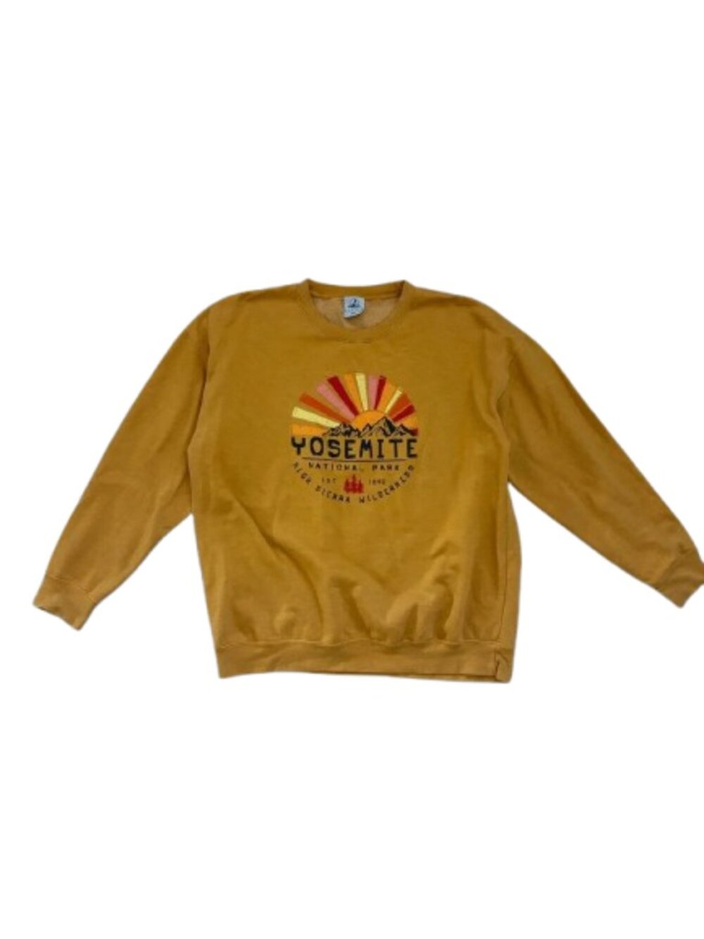 Yosemite 2XL Prairie Mountain Mustard Yellow Graphic Crewneck Sweatshirt Long Sl